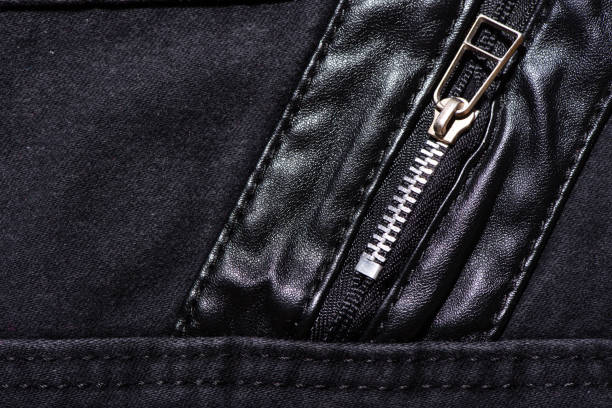 istock Metal zipper and Black denim fabric 1134138563