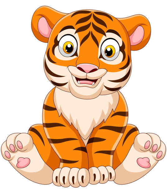Cartoon Baby Tiger Sitting Stock Illustration - Download Image Now - Cartoon,  Tiger, Animal - iStock