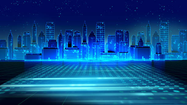istock digital city scape with retro style elements 3d illustration 1134142795