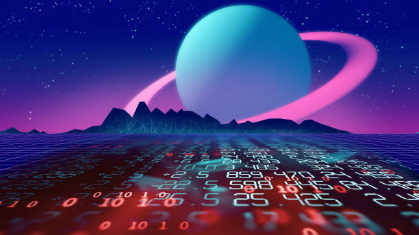 istock Retro futuristic background 1980s style 3d illustration. 1134142862