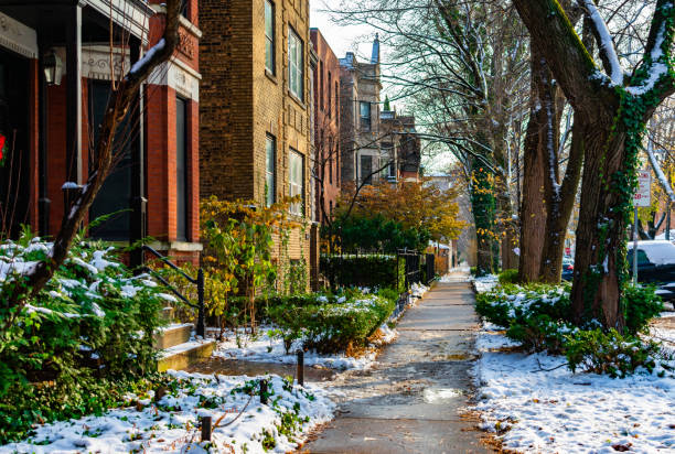 istock Winter Sidewalk Scene in Lincoln Park Chicago during the Day 1134146624