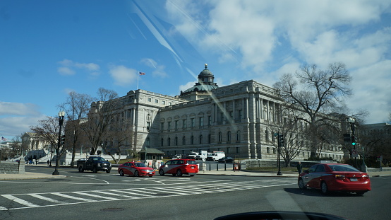 Washington DC,USA - March 04,2019: Capital Hill,DC.East side of Capital.Library of Congress. To the east of parliament, next to the Supreme Court. It also becomes a party venue hosted by the government.