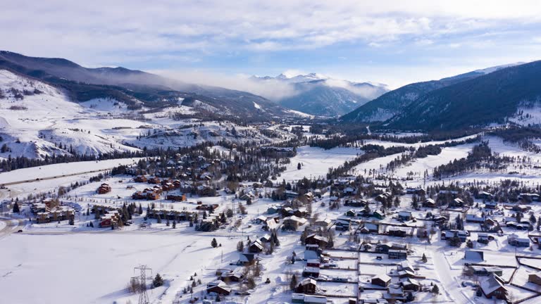 Dillon Colorado Rocky Mountains Winter Morning Snowy Town Hyperlapse