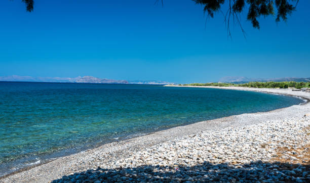 Ocean beach  on the Crete in sunny day