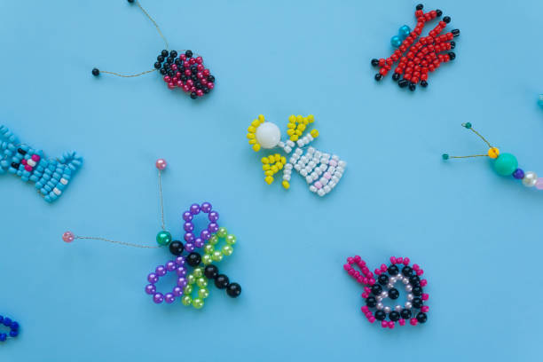istock pattern of children's crafts on a blue background. 1134162017