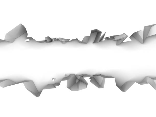 istock Dark destruction cracked hole in white stone wall 1134165334