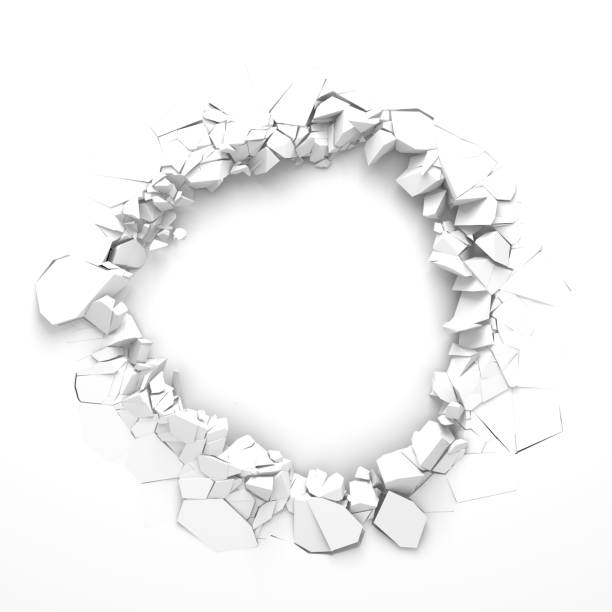 istock Dark destruction cracked hole in white stone wall 1134165368