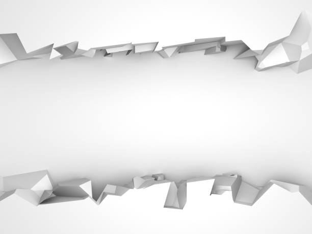 istock Dark destruction cracked hole in white stone wall 1134165384