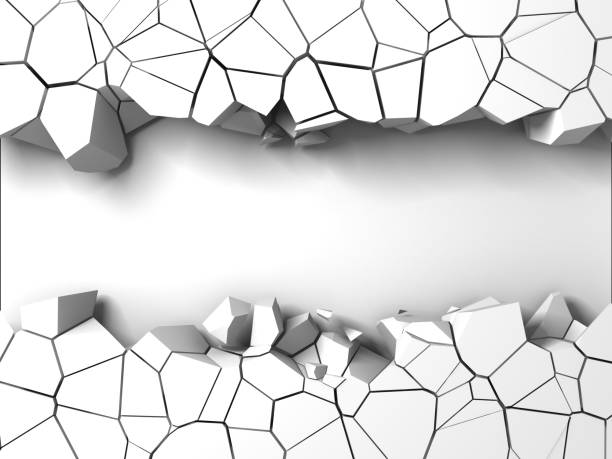 istock Dark destruction cracked hole in white stone wall 1134165462