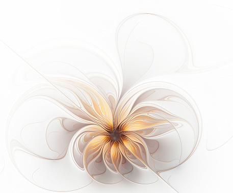 Beautiful fractal delicate golden beige flower on a white background