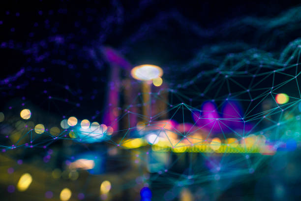 istock Abstract city of lines and spheres 1134166659