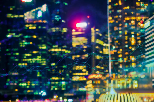 istock Abstract city of lines and spheres 1134168630