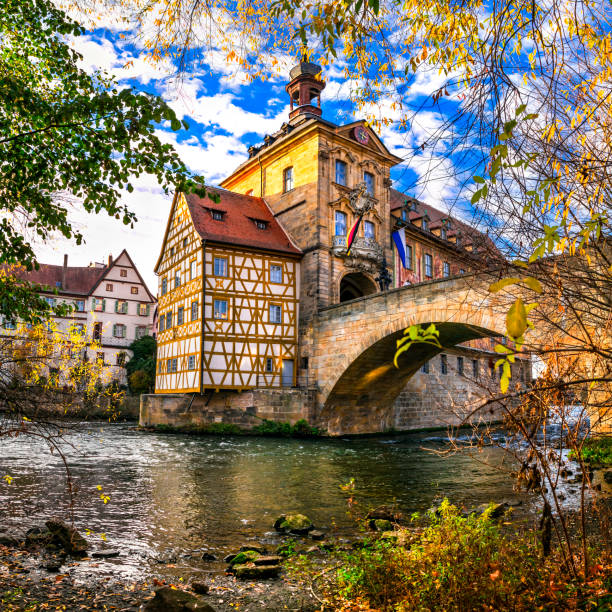 Best of Germany - beautiful town Bamberg in Bavaria historic town Bamber in Bavaria with scenic canals bamberg photos stock pictures, royalty-free photos & images