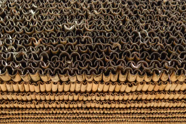 Photo of Beautiful pattern on the roof of a Tongkonan house in Toraja. The roof are made of bamboo pilled up carefully.