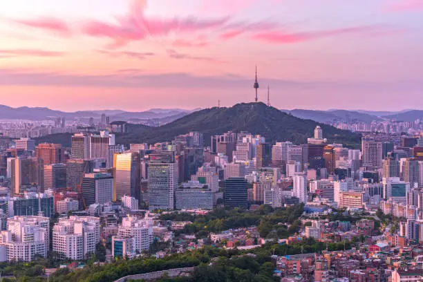 Beautiful sunrise of Seoul,cityscapse at South Korea