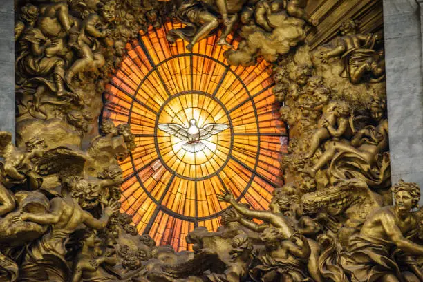 Photo of sculptural composition in the altar of St. Peter's Cathedral in the Vatican, created by Giovanni Lorenzo Bernin