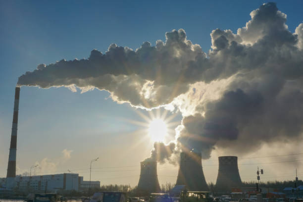 pollution factories smoke from the pipes Pollution Power Plant smoke pollution emission of gas into the atmosphere nature russia environmental conservation mineral stock pictures, royalty-free photos & images