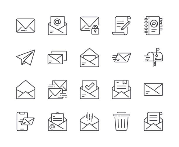 Simple Set of Mail Line Icon. Editable Stroke Simple Set of Mail Line Icon. Editable Stroke correspondence stock illustrations