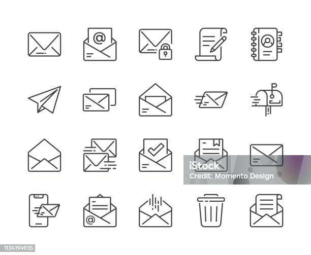 Simple Set Of Mail Line Icon Editable Stroke Stock Illustration - Download Image Now - Icon Symbol, E-Mail, Mail