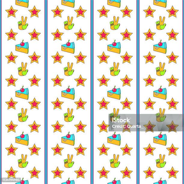 Stickers Pattern Background Seamless Pattern With Stickers Flat Outline Vector Background Stock ...
