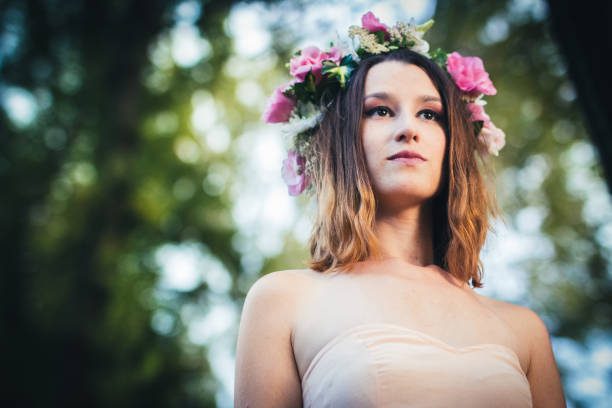 istock Beauty With Wreath in Nature 1134199697