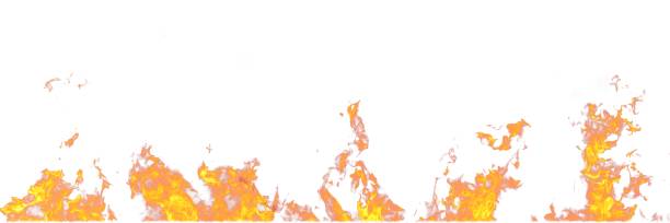 istock Real fire flames isolated on white background. Mockup on white of 5 flames. 1134199779