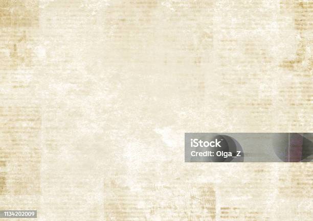 Newspaper With Old Grunge Vintage Unreadable Paper Texture Background Stock Photo - Download Image Now