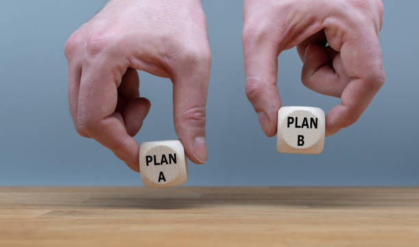 istock Symbol for a having a Plan B. Two Hands hold two dice with the words 