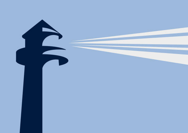 stockillustraties, clipart, cartoons en iconen met vuurtoren. eenvoudige vector achtergrond - vuurtoren