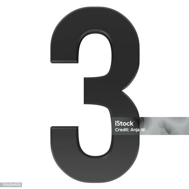 Number 3 Black 3d Sign Render Graphic Stock Photo - Download Image Now