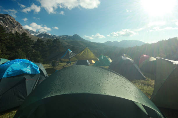 base camp in the Ishinca Valley in the Cordillera Blanca in the Andes in Peru