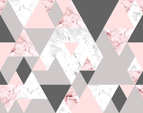 Seamless Geometric Abstract Pattern With Pink And Gray Marble Triangles  Stock Illustration - Download Image Now - iStock