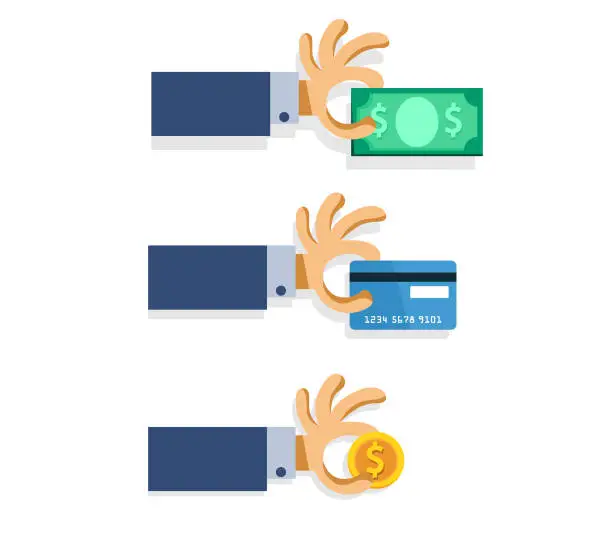 Vector illustration of Cartoon Hand Pick Money