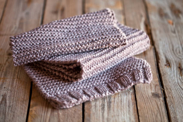 istock Brown knitted wooden scarf 1134208444