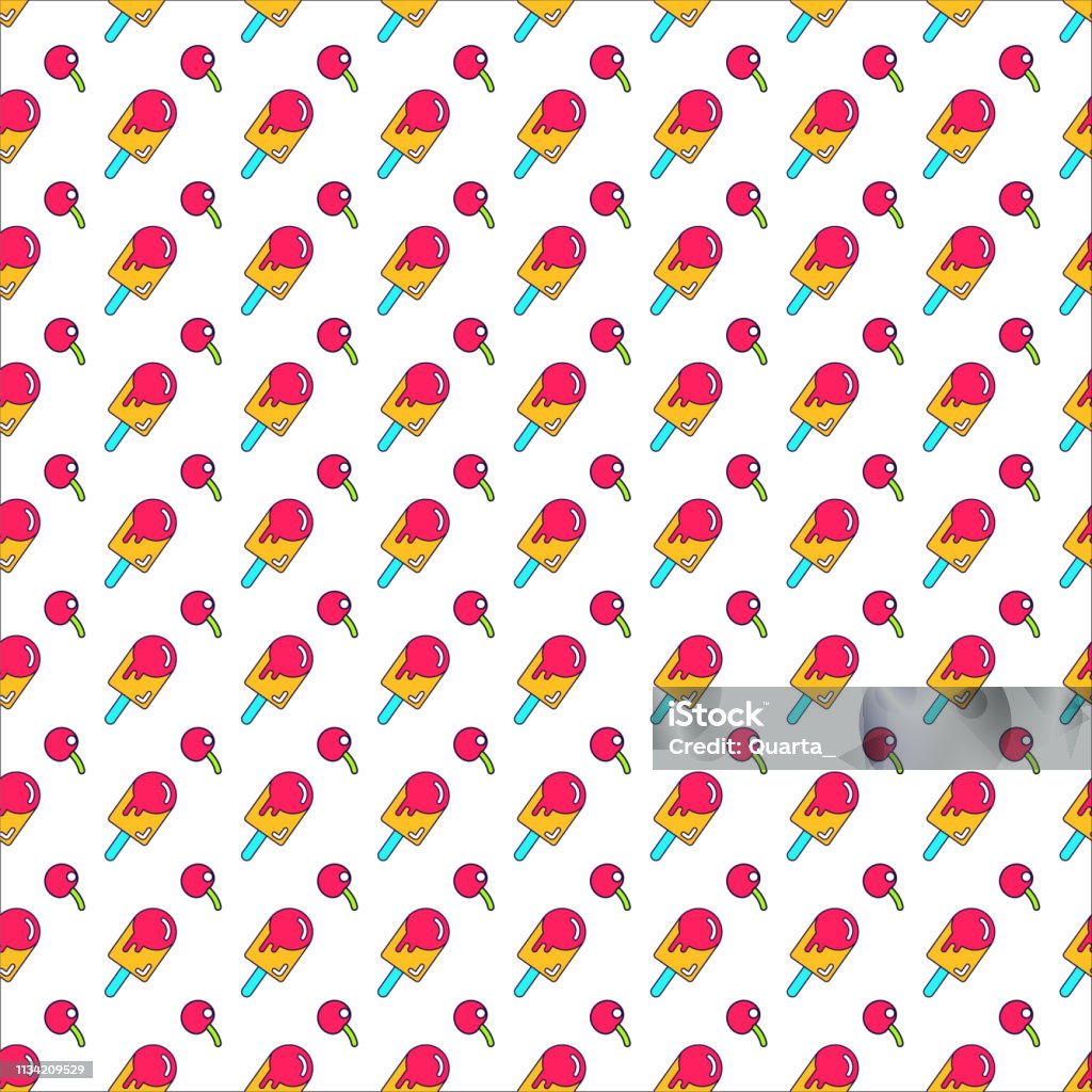 Stickers Pattern Background Seamless Pattern With Stickers Flat Outline Vector Background Stock ...
