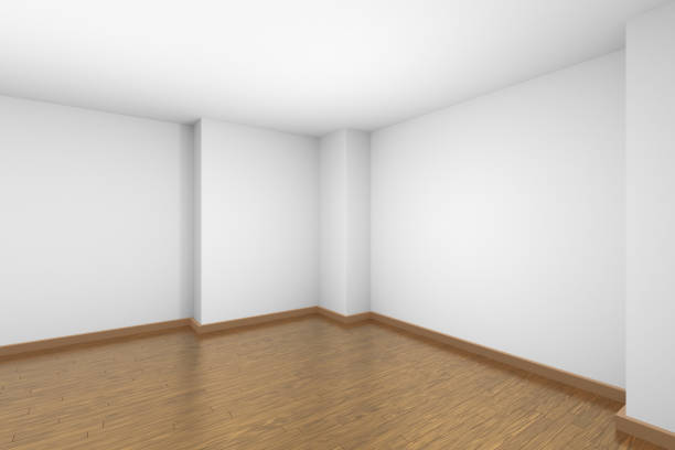 istock White empty room with brown hardwood parquet floor. 1134215624