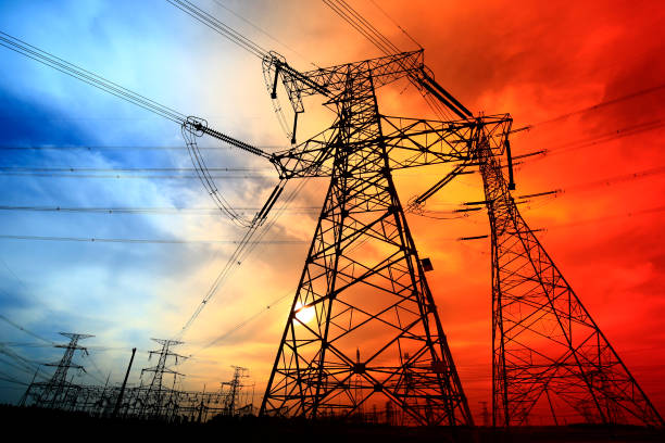 istock Electric tower, silhouette at sunset 1134217061