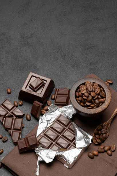 istock dark organic chocolate and coffee beans on concrete background 1134220193