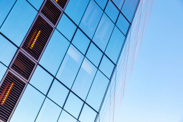 istock Office building corner made of glass 1134220349
