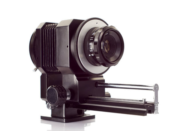 istock Old bellows and lens for macro photography and high-magnification imagery 1134220377