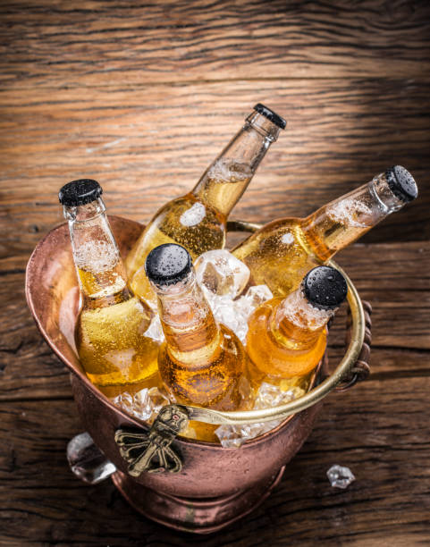 istock Cold bottles of beer in the brazen bucket. 1134227364