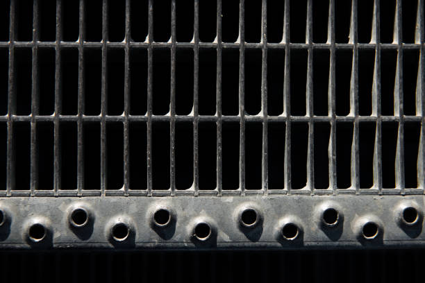 Metal lattice with small cells grid stock background with shallow  and selective focus