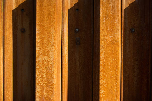 istock Industrial Wall With Heavy Rugged Metallic Plates 1134229032