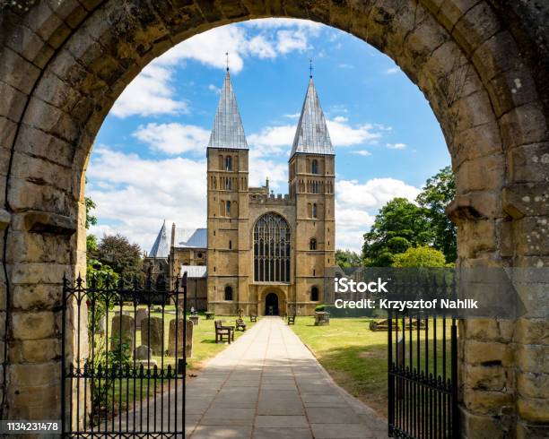 Southwell Mister Romanesque Cathedral And Gate Stock Photo - Download Image Now - Nottingham, UK, England