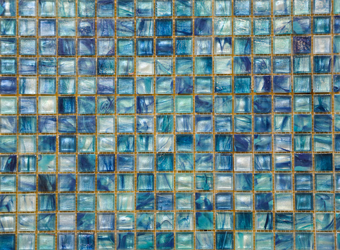 mosaic ceramic tiles on the wall in the interior or pool