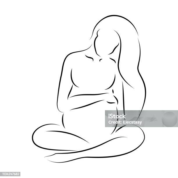 Beautiful Silhouette Of Pregnant Woman Stock Illustration - Download Image Now - Pregnant, Women, Illustration