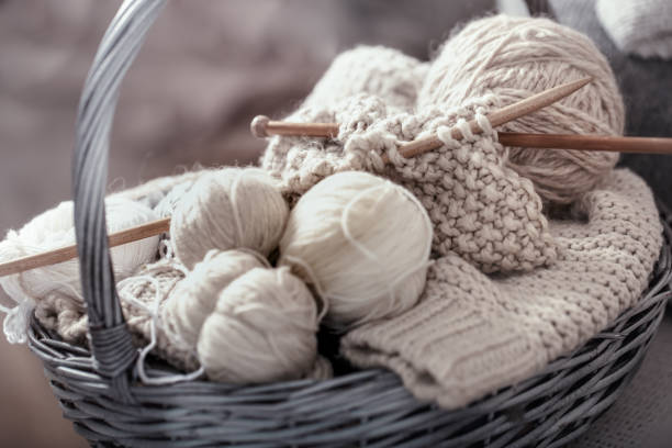 istock The macro concept of knitting wool and needles 1134249536