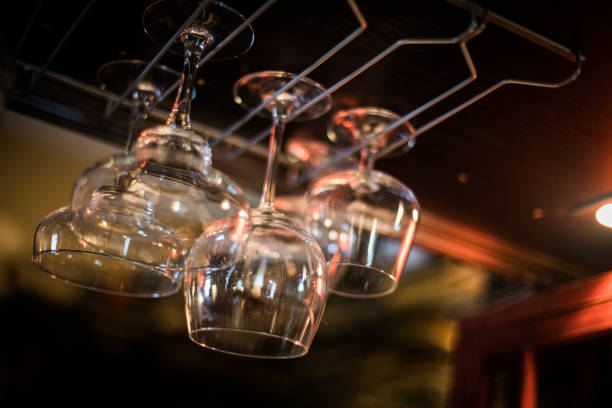 istock Hanging wine glasses in a pub 1134252588