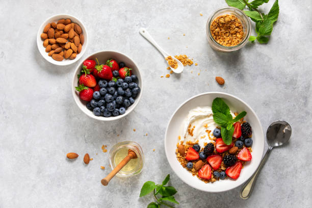 Yogurt with fresh berries and granola
