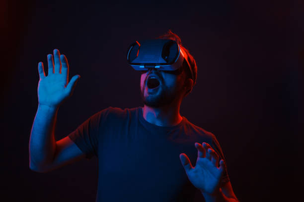 istock Shocked male in VR glasses 1134255293